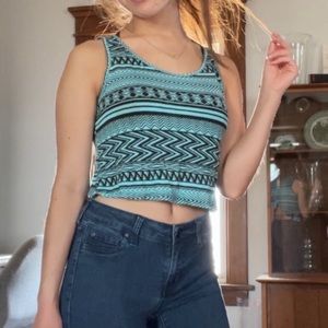 Blue and Black Crop Top Tank